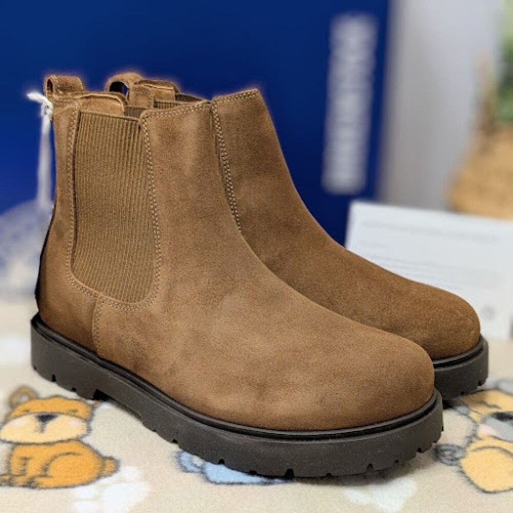 Birkenstock Dark Tea Brown Suede Leather Highwood Chelsea Boots Size 9 EU 40 NIB